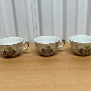 VINTAGE VERITABLE 3 PIECES COFFEE TEA CUPS PORCELAIN MADE IN ITALY